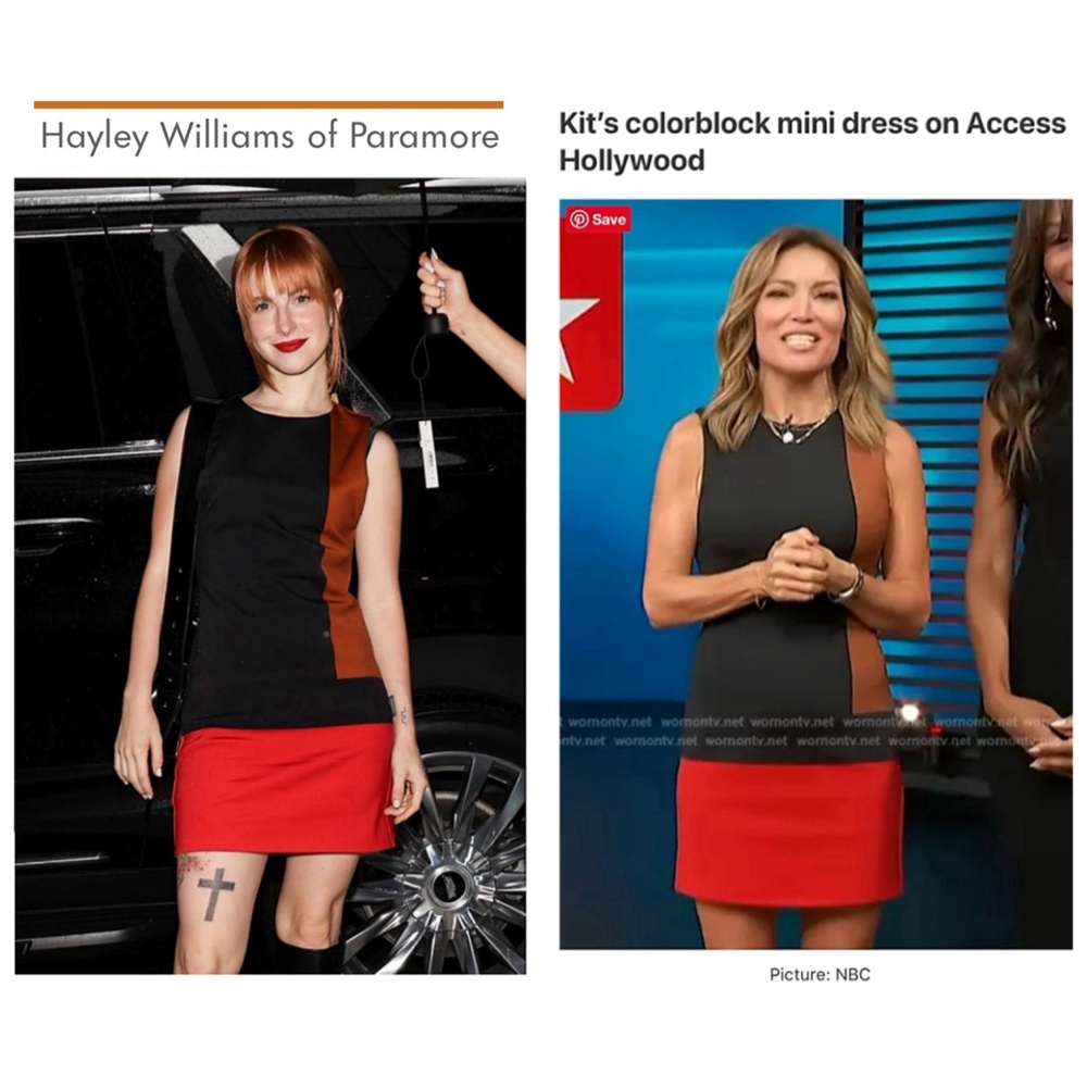 Alice + Olivia Wynell Black Red Brown Multicolored Colorblock Fitted Mini Dress - Picture 6 of 16